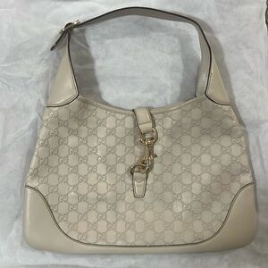 Beige Gucci Vintage Jackie Guccissma Leather Handbag - authenticated